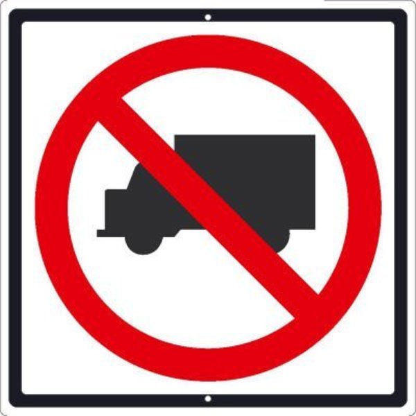 National Marker Co NMC Traffic Sign, No Trucks Sign, 24in x 24in, White TM537J